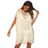 V-neck Hook Splicing Cover Up Sexy Short Dress Women Hollow Loose Beach Cover Ups