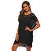 V-neck Hook Splicing Cover Up Sexy Short Dress Women Hollow Loose Beach Cover Ups