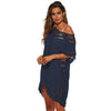 V-neck Hook Splicing Cover Up Sexy Short Dress Women Hollow Loose Beach Cover Ups