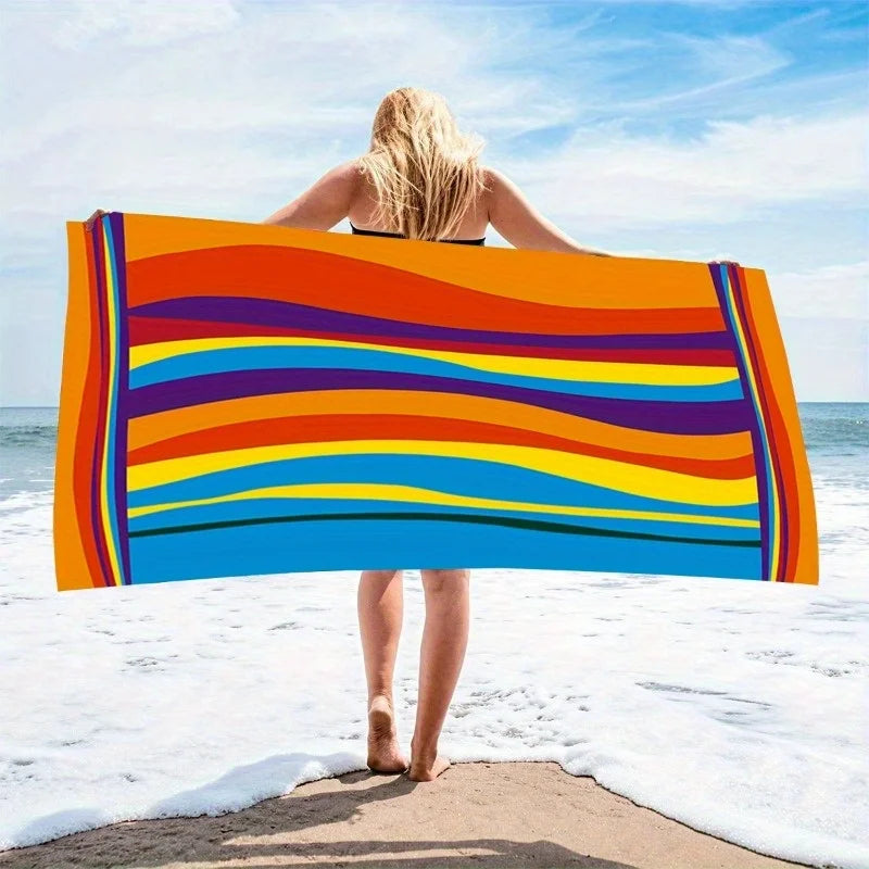Colored Classic Multi-Color Stripe Beach & Pool Towel - Large Beach Towel - Soft & Absorbent Colorful Towel