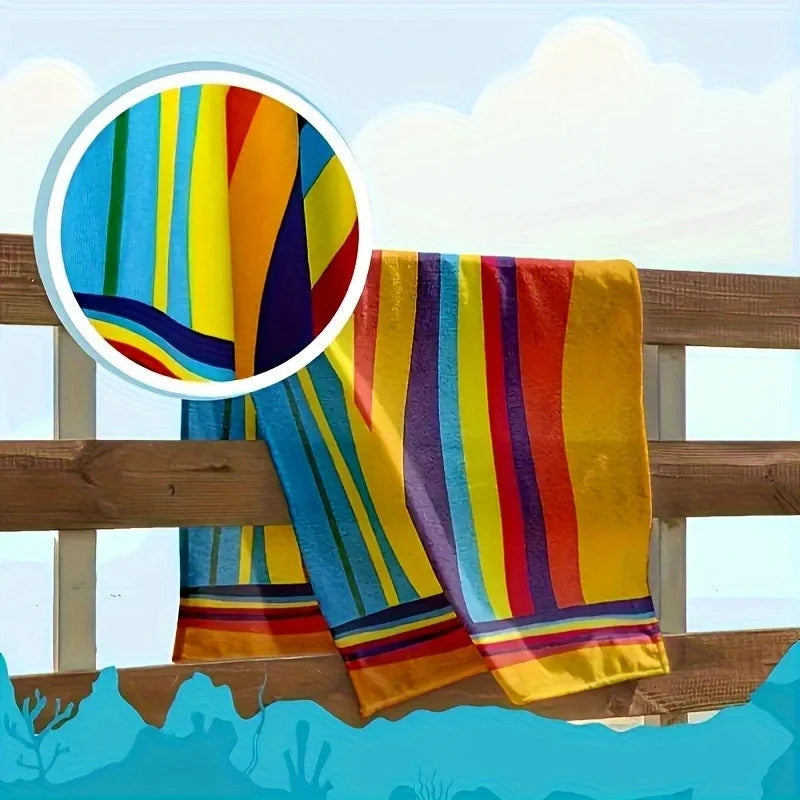 Colored Classic Multi-Color Stripe Beach & Pool Towel - Large Beach Towel - Soft & Absorbent Colorful Towel