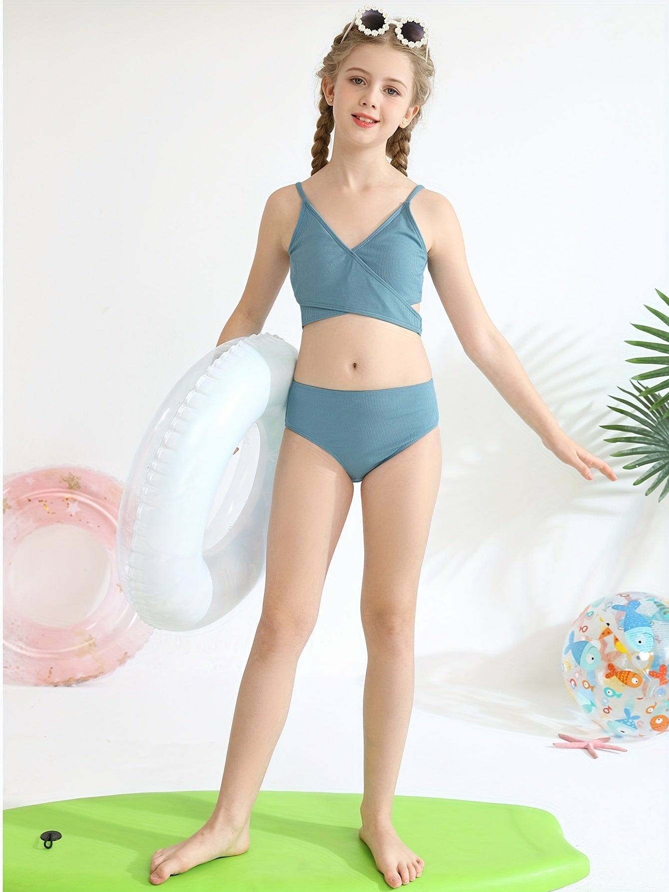 Girls Swimsuits Bikini Set Two Piece Swimsuit Criss Cross