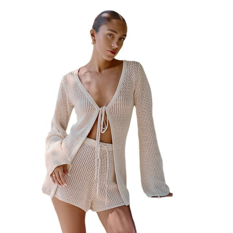 Autumn Beach Women's Solid Color Knitted Beach Bikini