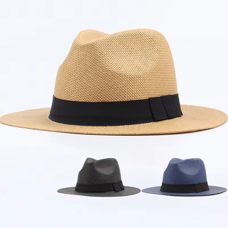 Black Band Straw Beach Hat (HT3090)
