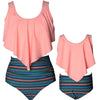 High Waist Two Piece Flounce Bikini Set Parent-child Swimwear Mother Daughter Swimsuit for Girls Family Matching Clothes 6 style