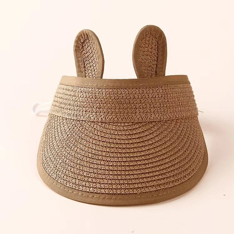 Kids Straw Visor Hat with Ears
