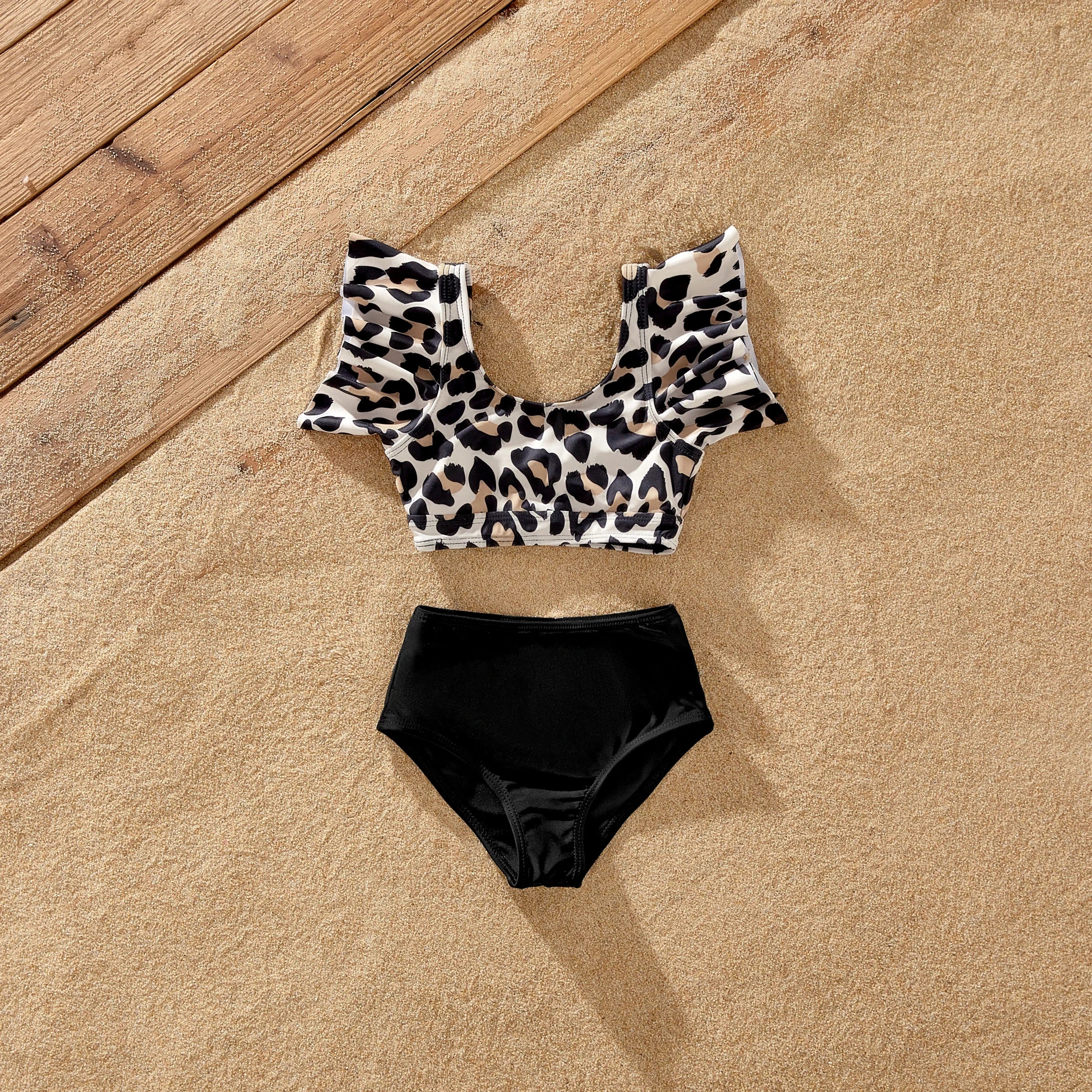 Leopard Print Family Swim Set with Sarong