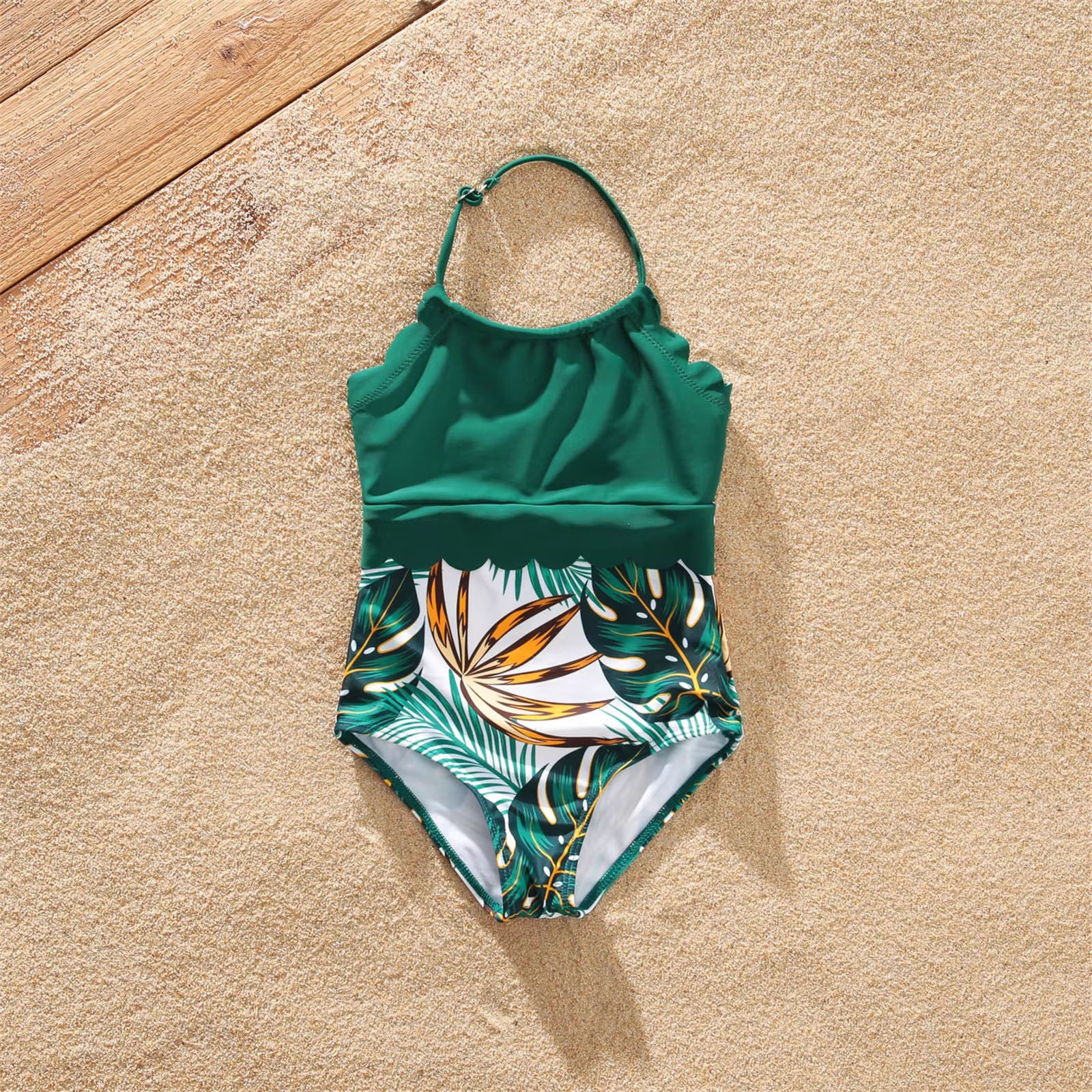 PatPat One-pieces Family Matching Outfits Swimsuit Mama Mother and Daughter and Son and Dad Swim Shorts and V Neck Swimwear