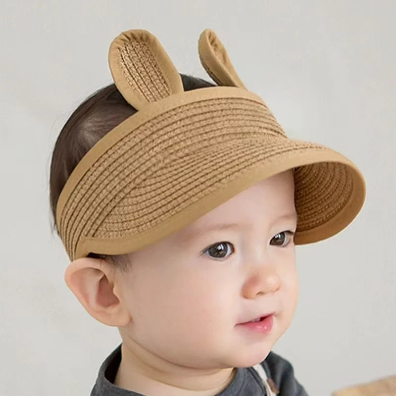 Kids Straw Visor Hat with Ears