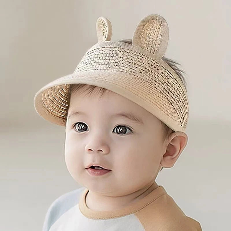 Kids Straw Visor Hat with Ears