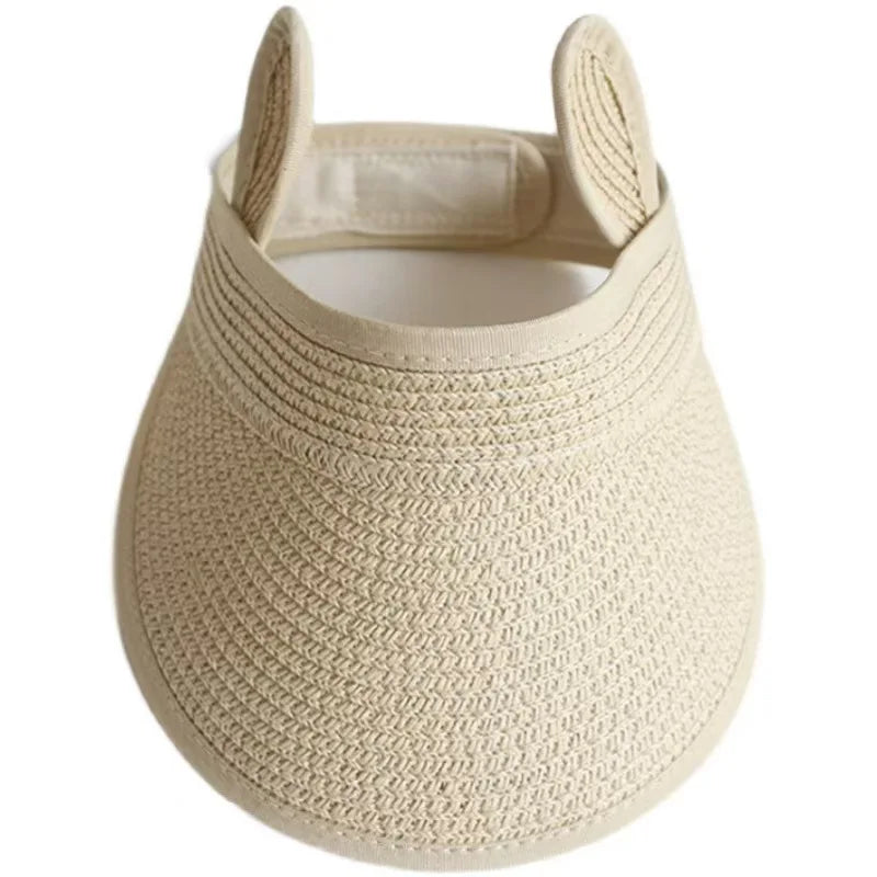 Kids Straw Visor Hat with Ears