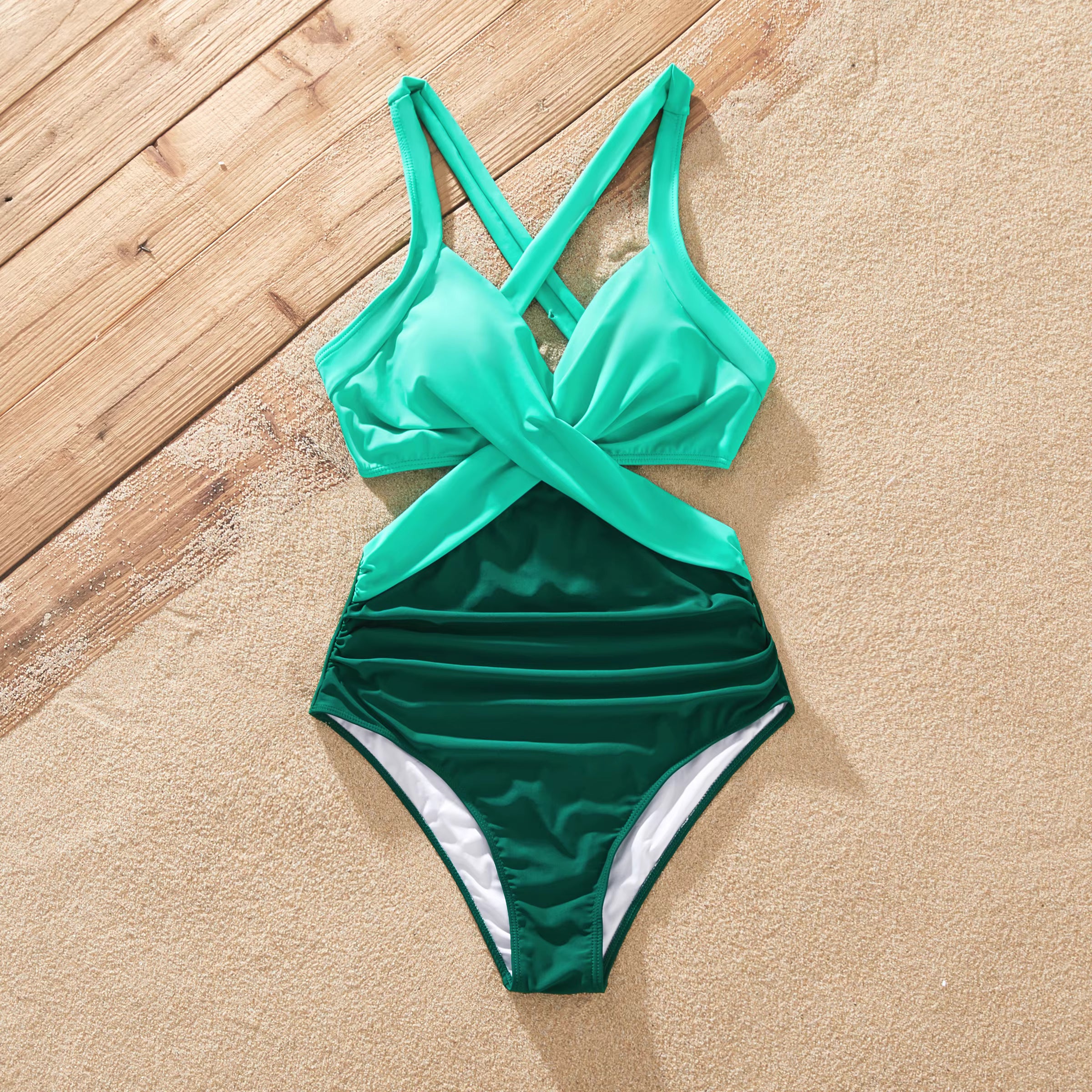 Green Colorblock Family Swim Set