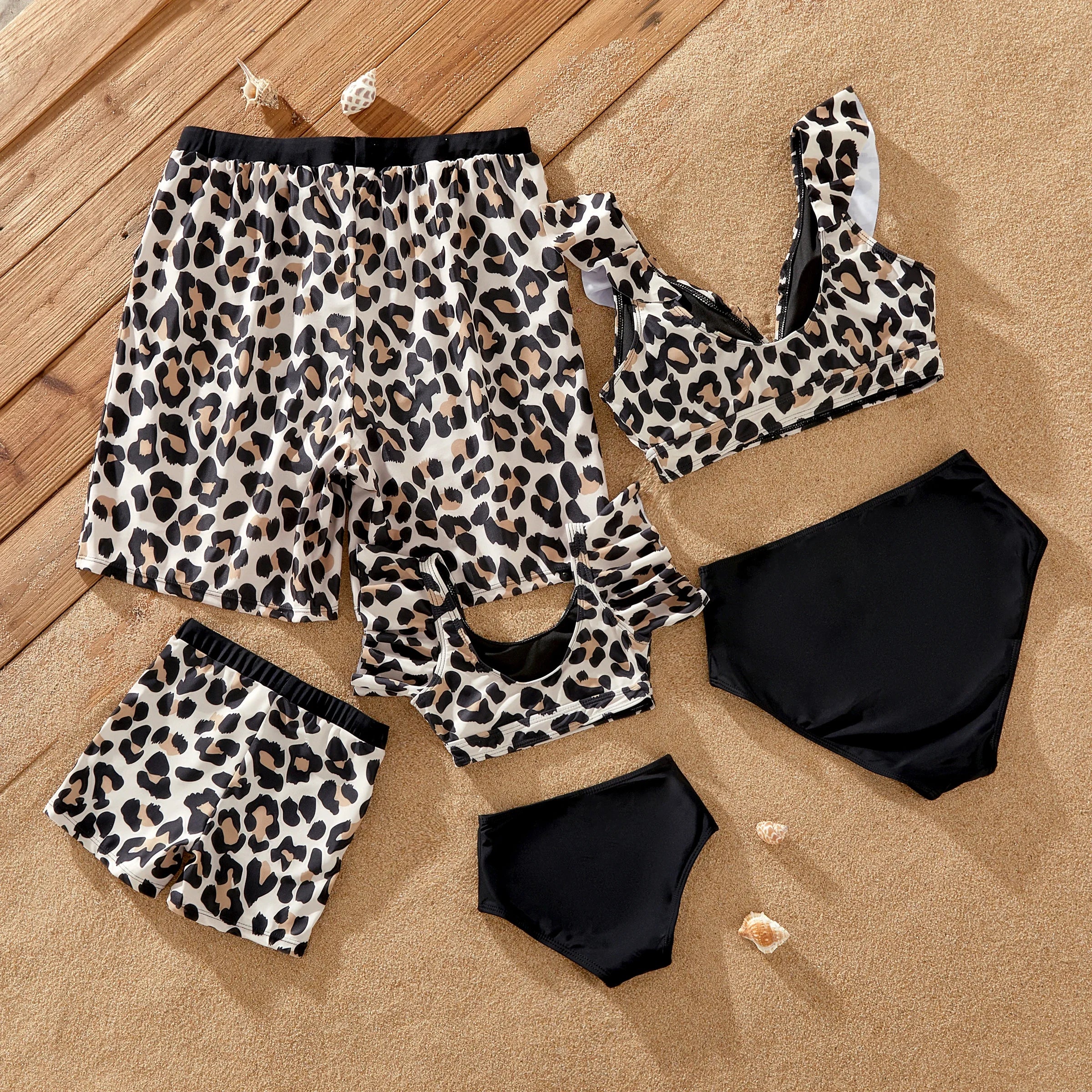 Leopard Print Family Swim Set with Sarong