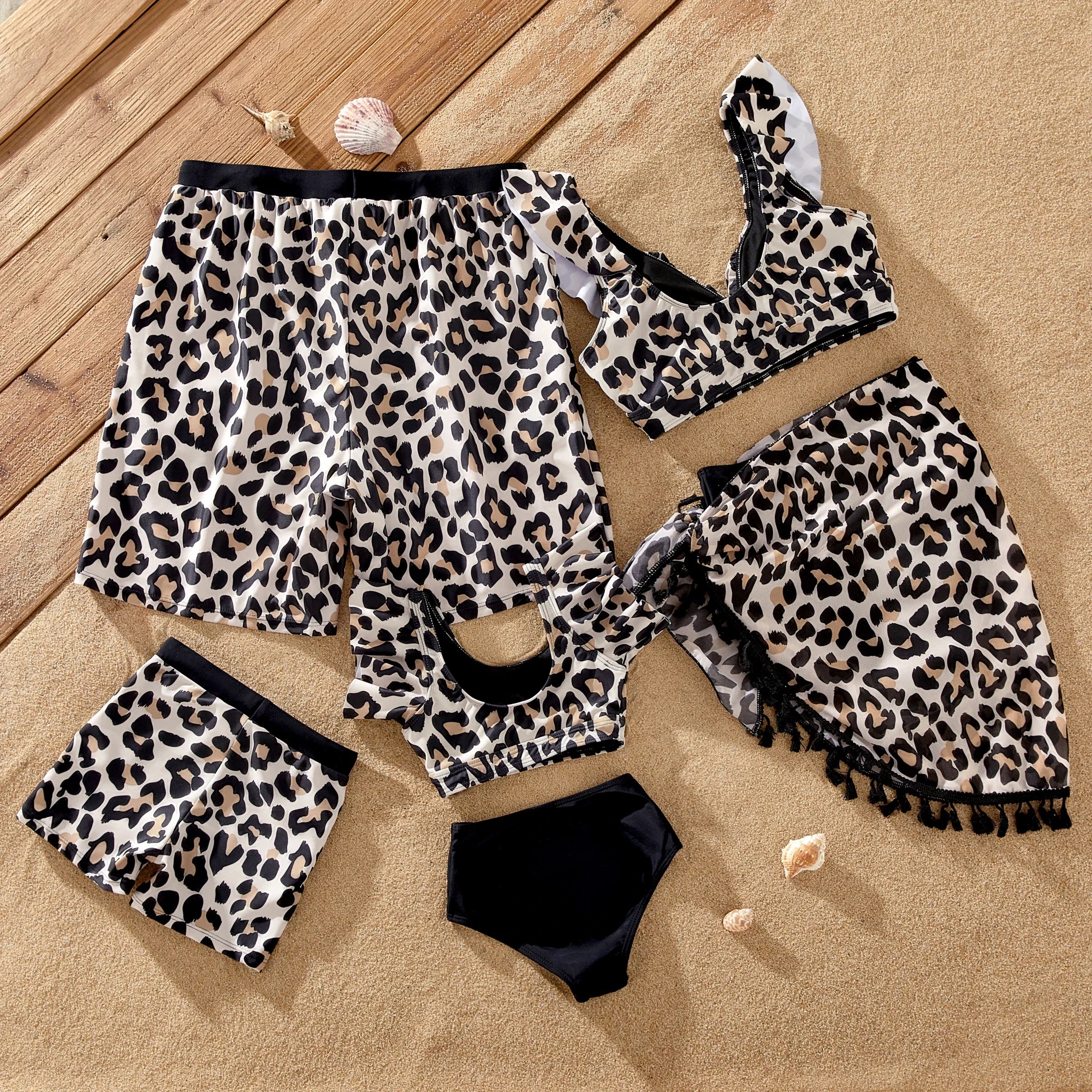 Leopard Print Family Swim Set with Sarong