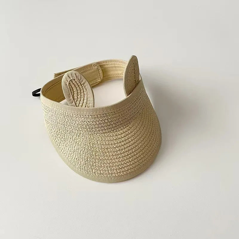 Kids Straw Visor Hat with Ears