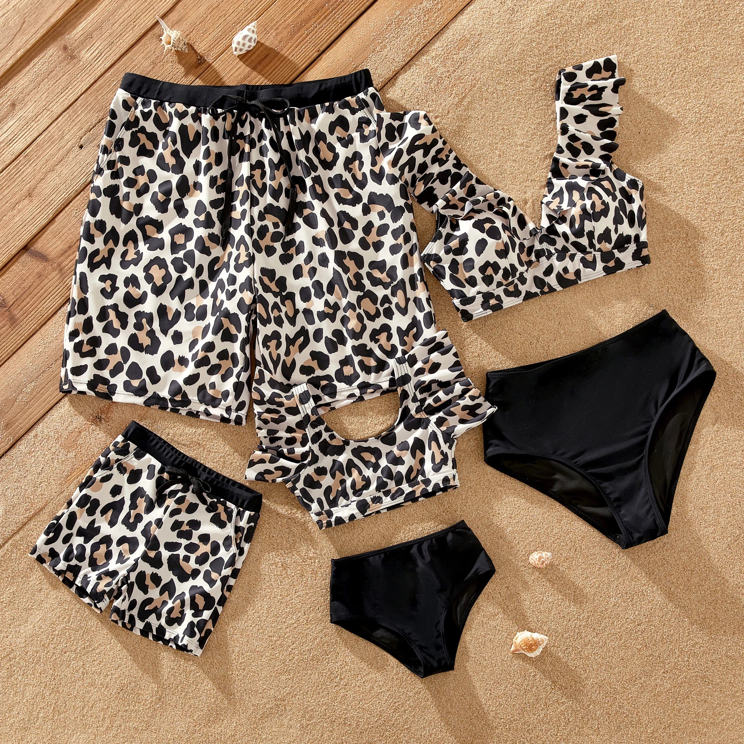 Leopard Print Family Swim Set with Sarong