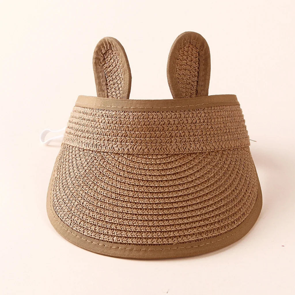 Kids Straw Visor Hat with Ears