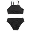 Children Two Piece Bathing Suit 8-15 Years Swimsuit For Girls Summer Bikini Set Solid Color Tops And Briefs Suit Kids Swimwear