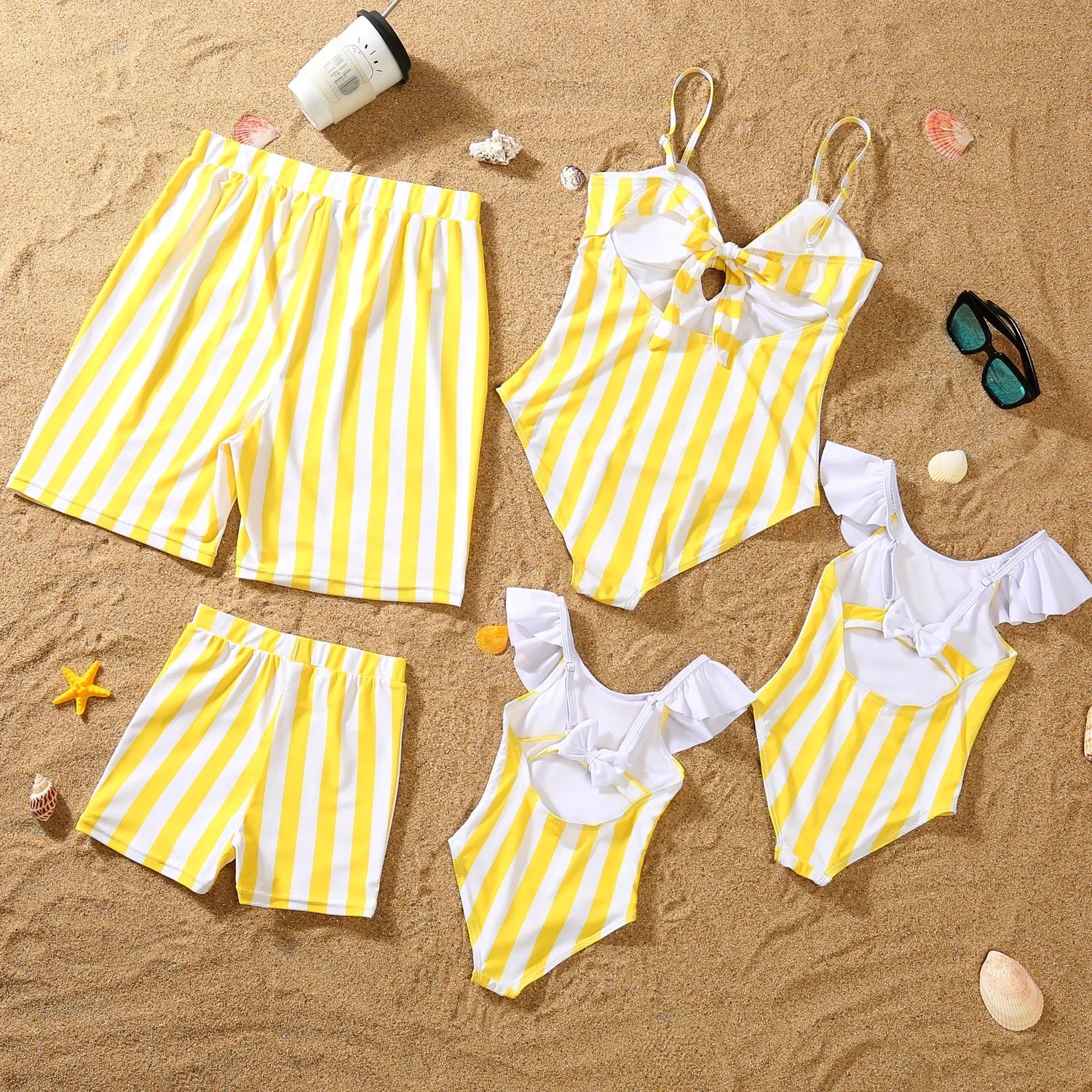Yellow & White Family Swimwear