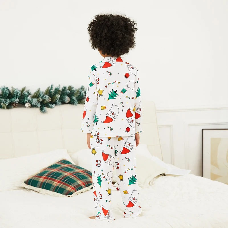PatPat Christmas Colorful Graphic Print Long Sleeve Pants Pajama Family Set