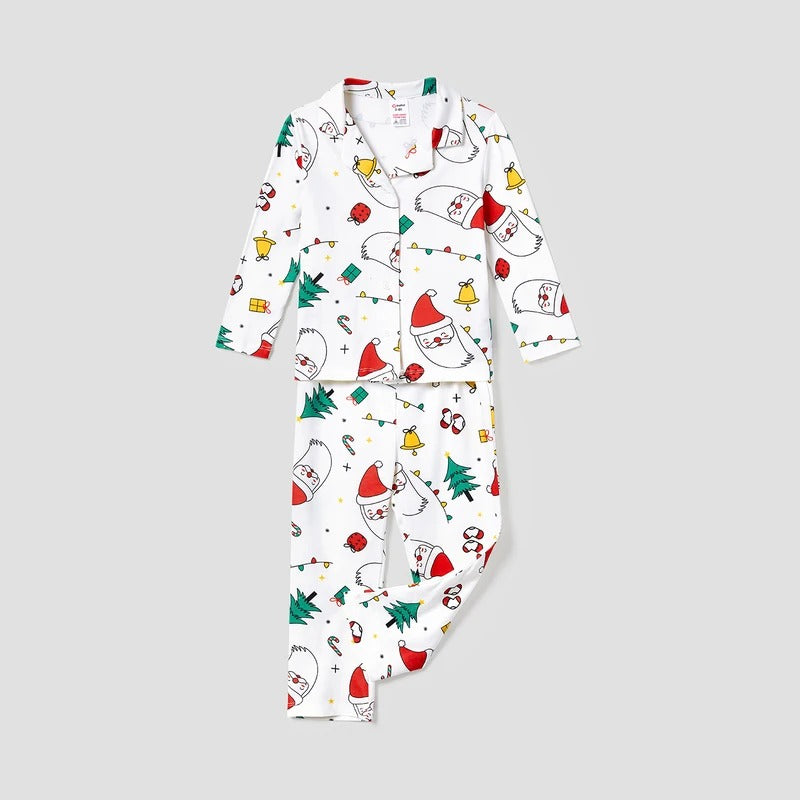 PatPat Christmas Colorful Graphic Print Long Sleeve Pants Pajama Family Set