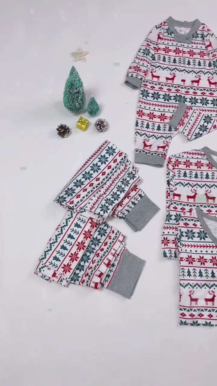 Christmas 2025 Family Matching Outfits Allover Print Mom Dad Kids 2 Pieces Pajamas Set Sleepwear Baby Romper Xmas Look Pyjamas